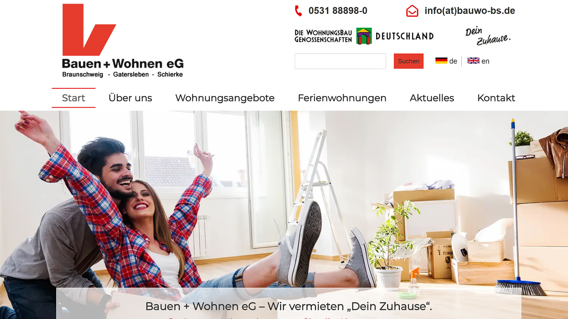 Webseite Bauen + Wohnen eG
