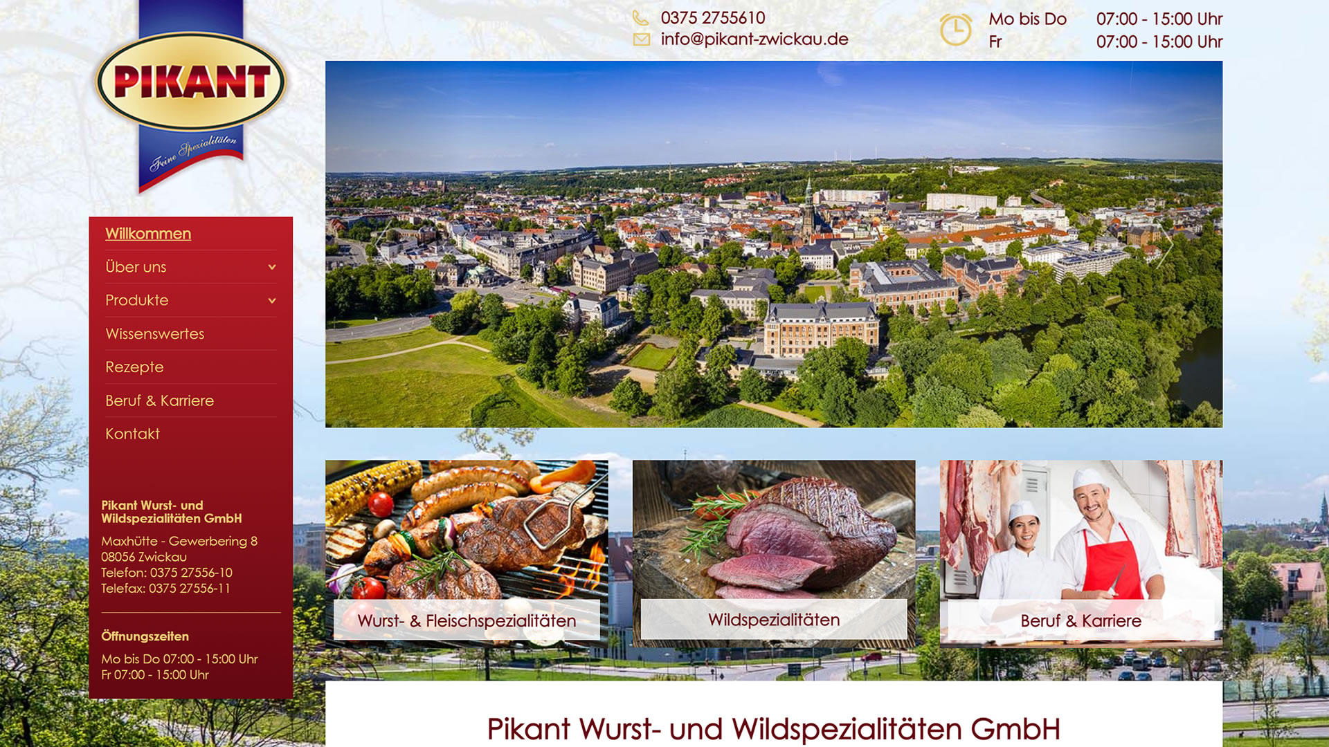 Webseite Pikant Wurst- & Wildspezialitäten GmbH